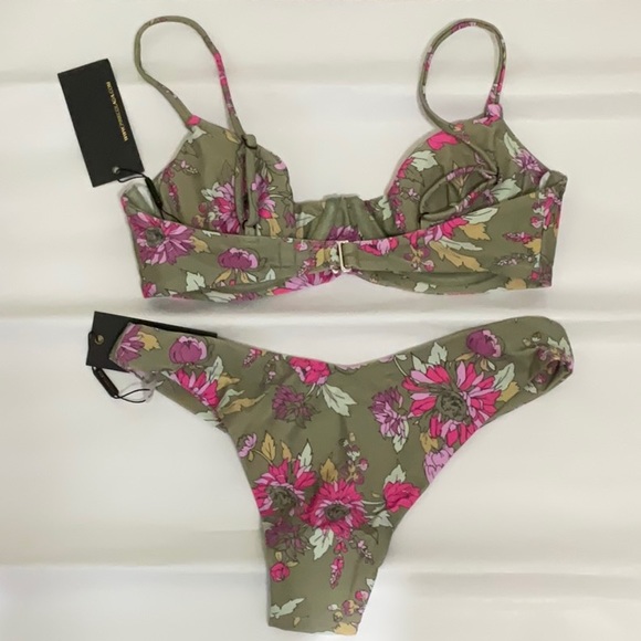 PinaColada Swim Green Floral Bikini NWT |Green/Pink | Size: SMALL - Picture 4 of 8